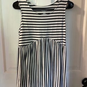 Navy blue and white striped maternity tank